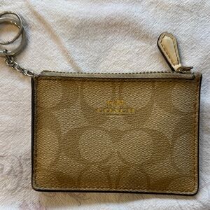 Coach Beige Monogram Keychain Pouch